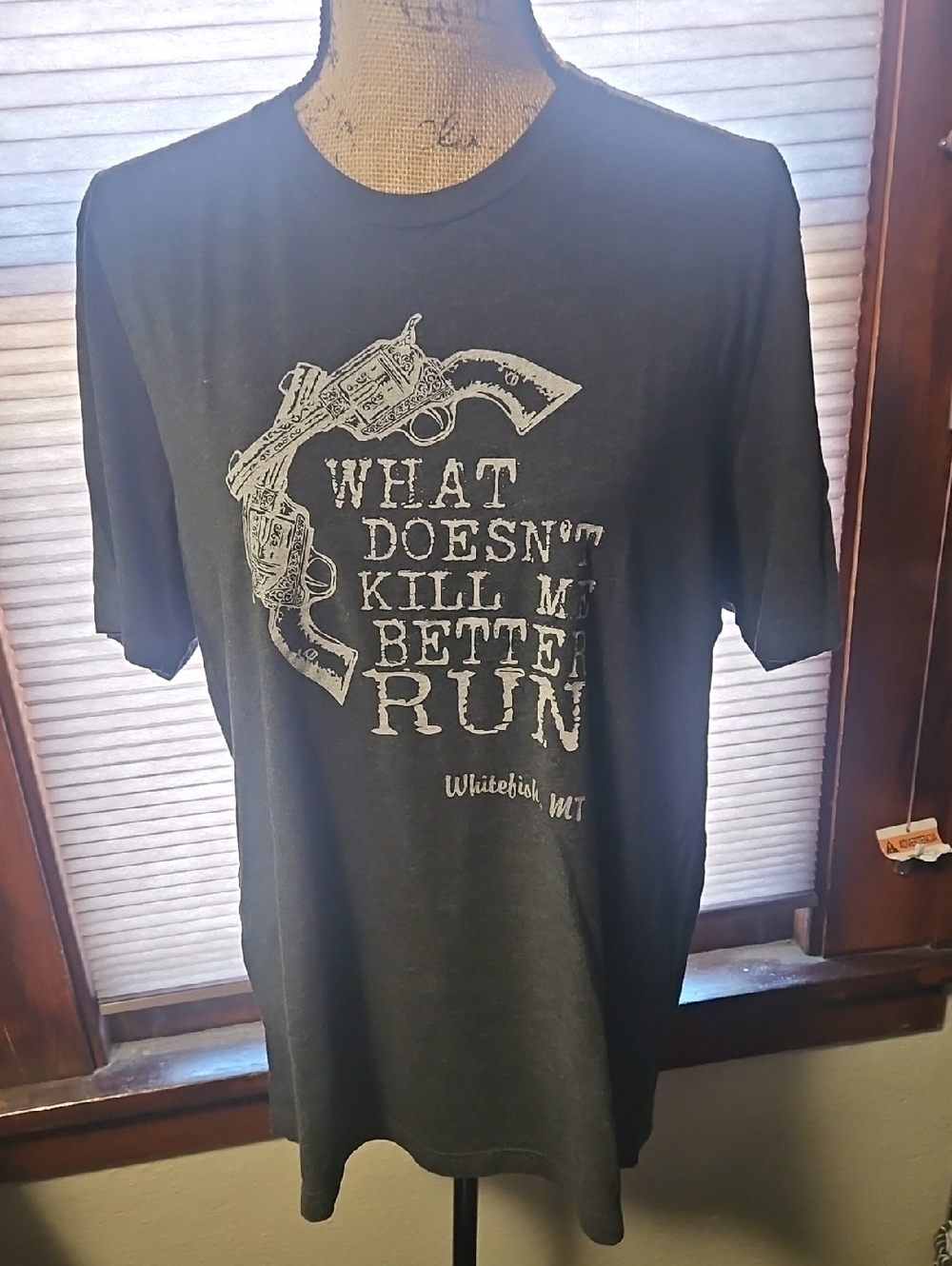 "What Doesn't Kill Me Better Run" Graphic Tee - Dark Gray